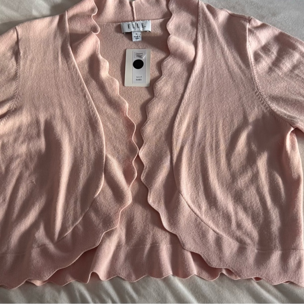 Elle Women's Soft Pink Scalloped Cardigan